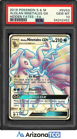 Pokemon 2019 Alolan Ninetales GX SV53/SV94 Full Art SV Hidden Fates PSA 10 - Image 1