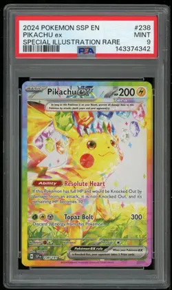 Pokemon TCG Pikachu EX Holo Illustration Rare 238/191 Surging Sparks PSA 9 Mint - Image 1