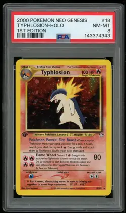 Pokemon Typhlosion Holo Rare 1st Edition 18/111 Neo Genesis PSA 8 NM/MT - Image 1
