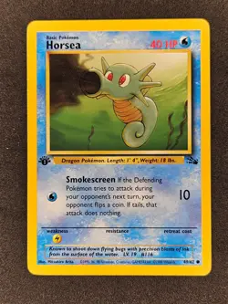 Horsea 1st Edition 49/62 Fossil Pokemon Card WOTC English LP - Image 1