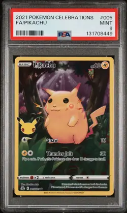 2021 Pokemon Celebrations Pikachu Full Art Holo PSA 9 Mint 005/025 - Image 1