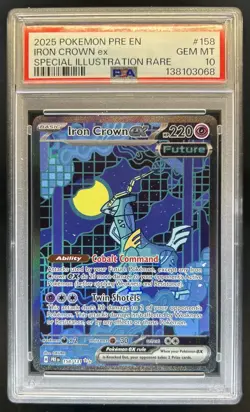 2025 Pokemon Prismatic Iron Crown ex Special Illustration Rare FA 158/131 PSA 10 - Image 1