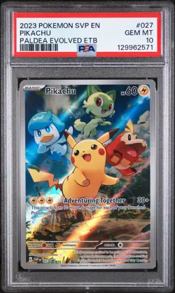 2023 Pokemon Black Star Promo Pikachu #027 GEM MT PSA 10 Paldea Evolved ETB - Image 1