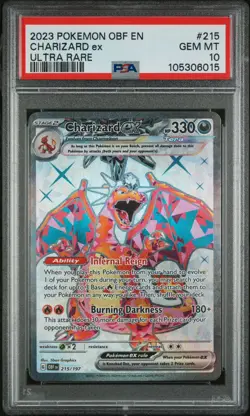 2023 POKEMON OBF EN-OBSIDIAN FLAMES ULTRA RARE #215 CHARIZARD EX PSA 10 - Image 1