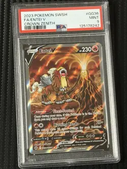 ENTEI V PSA 9 2023 POKEMON SWORD & SHIELD CROWN ZENITH #GG36/GG70 FA FULL ART 25 - Image 1