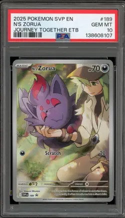 Pokemon N's Zorua Journey Together ETB Promo SVP EN 189 PSA 10 Gem Mint - Image 1