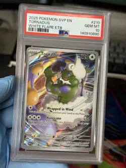 2025 Pokemon Tornadus 210 PSA 10 White Flare ETB Black Star Promo! - Image 1