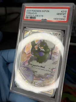2025 Pokemon Tornadus 210 PSA 10 White Flare ETB Black Star Promo! - Image 2