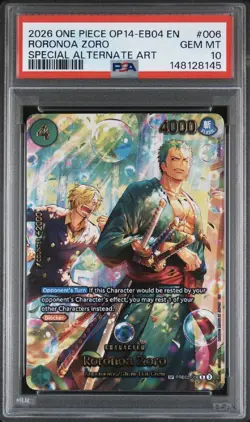 2026 ONE PIECE OP14-EB04-SPECIAL ALTERNATE ART #006 RORONOA ZORO PSA 10 - Image 1