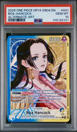2026 ONE PIECE OP14-EB04 #041 BOA HANCOCK ALTERNATE ART LEADER PSA 10 AZURE SEA - Image 1