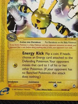 Pokemon TCG Elekid Aquapolis Rare 9/147 Near Mint Condition Vintage Card - Image 4