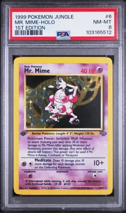 Pokemon Mr. Mime Jungle 6/64 PSA 8 1st Edition Holo Rare English Card - Image 1