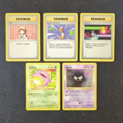 Shadowless Base Set Pokemon Card Lot x5 1999 Gastly Bill Etc - Image 1