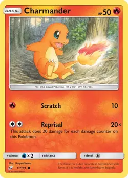Charmander 11/181 Common SM - Team Up Pokemon Card - Image 1