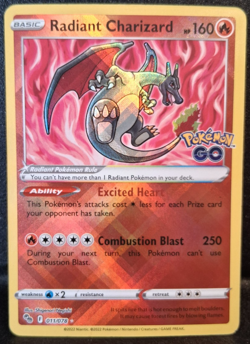 Radiant Charizard 011/078 Pokemon GO Holo TCG Trading Card - Image 1