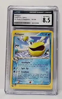 Pelipper 19/109 EX Ruby & Sapphire E-Reader 2003 Pokemon Card Graded CGC 8.5 - Image 1