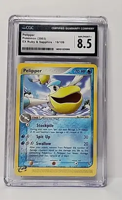 Pelipper 19/109 EX Ruby & Sapphire E-Reader 2003 Pokemon Card Graded CGC 8.5 - Image 2