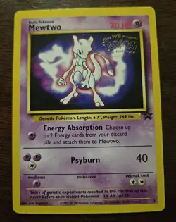 Mew Pokemon TCG 2000 Movie Promo and Mewtwo Kids WB Movie Promo Card VINTAGE LP - Image 3