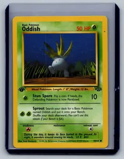(540) Pokemon Oddish LP 1st Edition Jungle I SHIP FAST Scan is of Actual Card - Image 1