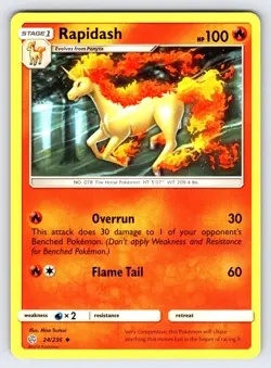 Rapidash 24/236 2019 S&M Cosmic Eclipse Pokemon Card TCG Non Holo Uncommon - VLP - Image 1