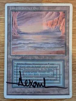 MTG German Revised Underground Sea SIGNED Rob Alexander Dual Land MP/HP - Image 1