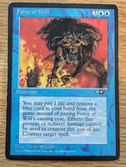 MTG Alliances Force of Will Uncommon Blue Staple [MP] Moderate Play - Image 1