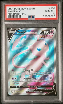 2021 Pokemon Fusion Strike Mew V Full Art #250 GEM MT PSA 10 Ultra Rare - Image 1