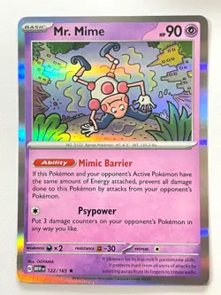 Mr. Mime 122/165 Holo Rare Scarlet & Violet 151 Pokemon Pack Fresh Near Mint NM - Image 1