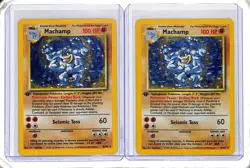(2) Lot 1999 Pokemon Game Base Set Machamp Holo 1st Edition #8/102 - Image 1