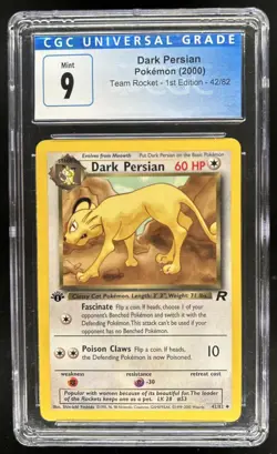 2000 Pokemon Team Rocket First Edition Dark Persian #42/82 CGC 9 - Image 1