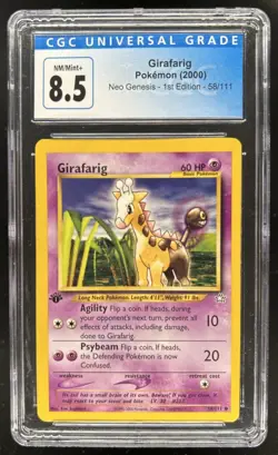 2000 Pokemon Neo Genesis 1st Edition Girafarig #58/111 CGC 8.5 - Image 1