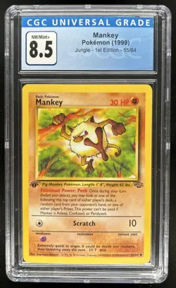 1999 Pokemon Jungle 1st Edition Mankey #55/64 CGC 8.5 - Image 1