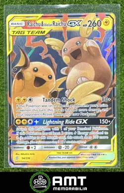 Raichu & Alolan GX Tag Team 2019 Pokemon Sun Moon Unified Minds #54/236 - Image 1