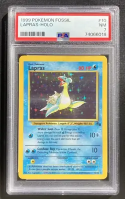 PSA 7 Lapras 10/62 Pokemon Fossil Unlimited Holo Rare TCG NM - Image 1