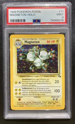 PSA 9 Magneton 11/62 Pokemon Fossil Unlimited Holo Rare TCG Mint - Image 1