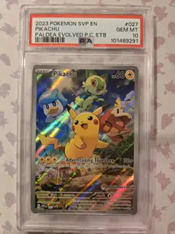 2023 Pokemon Paldea Evolved Pikachu #027 Pokemon Center Stamped Promo PSA 10 - Image 1