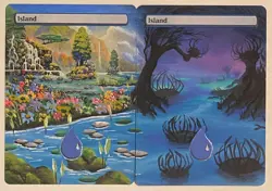 2x Island Basic Land (LRW) MTG Magic Hand Painted Altered Extended Art PANORAMIC - Image 1