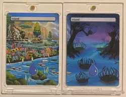 2x Island Basic Land (LRW) MTG Magic Hand Painted Altered Extended Art PANORAMIC - Image 2