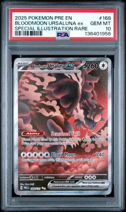 2025 POKEMON PRE EN-PRISMATIC EVOLUTIONS #168 BLOODMOON URSALUNA EX PSA 10 - Image 1