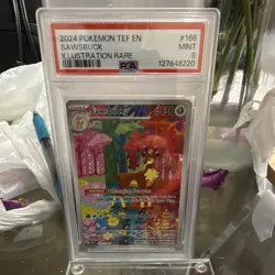 Pokemon SV05: Temporal Forces Sawsbuck 166/162 Illustration Rare Holo PSA 9 2024 - Image 1