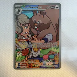 Pokemon TCG Destined Rivals Arven’s Greedent #205/182 Illustration Rare NM - Image 3