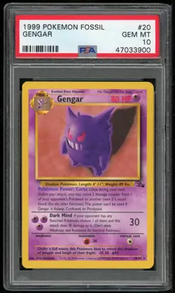 Pokemon TCG Gengar 20/62 Non Holo Rare Unlimited Fossil PSA 10 - Image 1