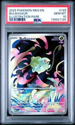 2025 Pokemon Mega Evolution Bulbasaur #133 GEM MT PSA 10 Illustration Rare - Image 1