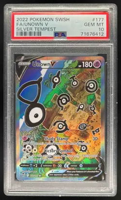 2022 Pokemon SWSH Silver Tempest Unown V #177/195 PSA 10 - Image 1