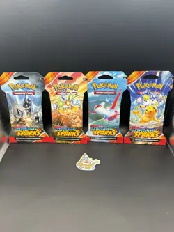 (4) Pokemon - Surging Sparks - Sleeved Booster Packs - Full Art Set - Image 1