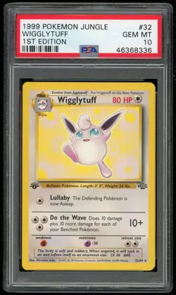 Pokemon TCG Wigglytuff 32/64 Non Holo Rare 1st Edition Jungle PSA 10 - Image 1