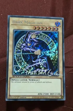 Yu-Gi-Oh! Dan Green Signed Dark Magician Speed Duel Secret Rare JSA AP38019 - Image 1