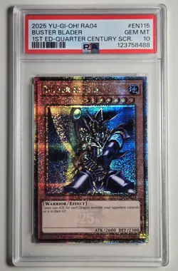 2025 YU-GI-OH! QUARTER CENTURY STAMPEDE Buster Blader RA04-EN115 QCR PSA 10 - Image 1
