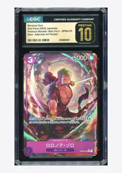 One Piece CGC 10 PRISTINE Roronoa Zoro R Alt Art 2025 OP09-076 PRB-02 Japanese - Image 1