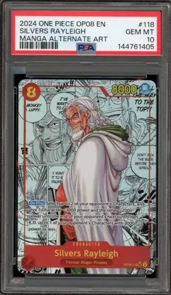 One Piece CCG Silvers Rayleigh Manga Alternate Art OP08-118 PSA 10 Gem Mint - Image 1